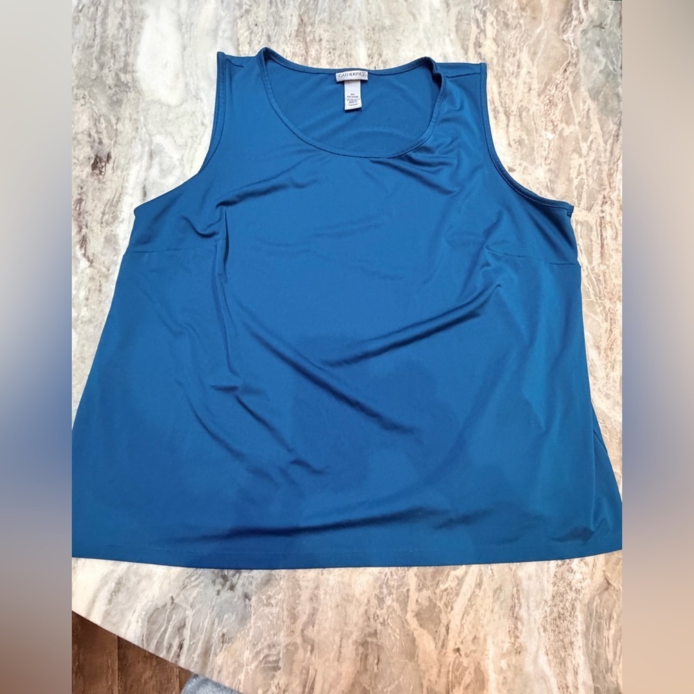 Catherines 2X Teal Sleeveless Stretch Tank Top Plus Size 22/24W